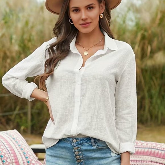 New Women's Button Down Shirt - Long Sleeve - Size Small - Picture 3 of 9